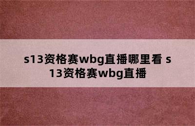 s13资格赛wbg直播哪里看 s13资格赛wbg直播